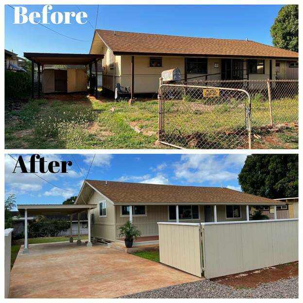 before after exterior home remodel oahu